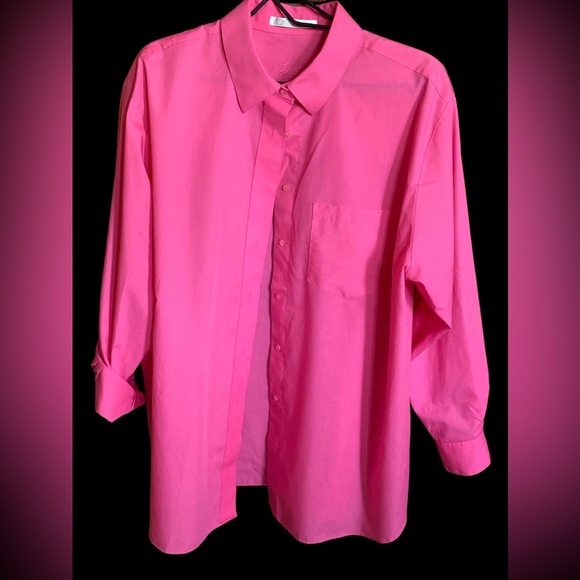 New FOXCROFT Wrinkle Free Pink Button Up Long Sleeve Blouse Woman’s Plus Size 16 - Picture 3 of 10